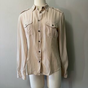 Weekend Max Mara Cream Button Down Shirt Silk M